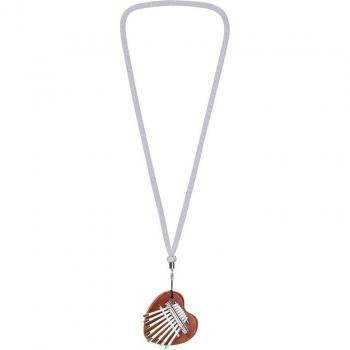 Mini 8-Note Kalimba with Mahogany Heart-Shaped Backpack and Lanyard