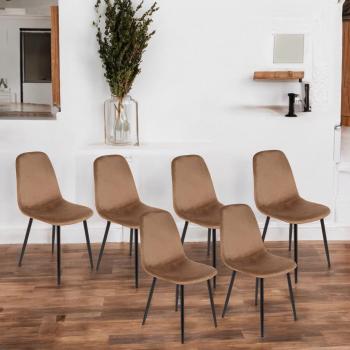 Set di Sedie Pismo Dmora in Velluto Sabbia – 45x56h87 cm (6 pezzi)