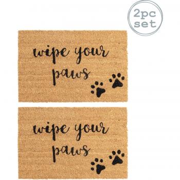 Nicola Spring Coir Door Mats 60 x 40cm Paws Pack of 2