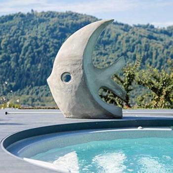 Grande Sculpture Design Poisson 100 cm Gris