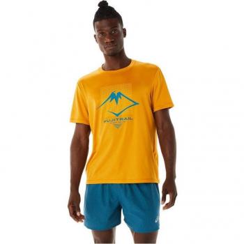 Camiseta técnica Asics Fujitrail Logo para hombre en color naranja