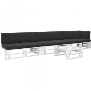 VidaXL 4-tlg. Paletten-Lounge-Set in Weiß aus imprägniertem Kiefernholz