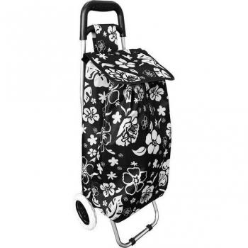 Mojawo Floral Shopping-Trolley – Klappbare schwarze Reisetasche