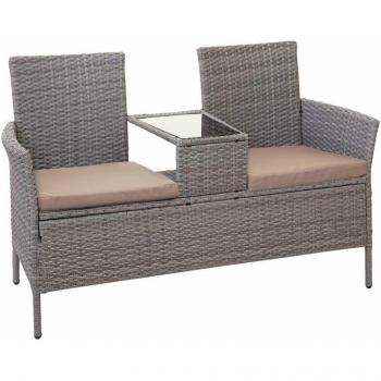 Poly-Rattan Sitzgruppe grau mit Kissen