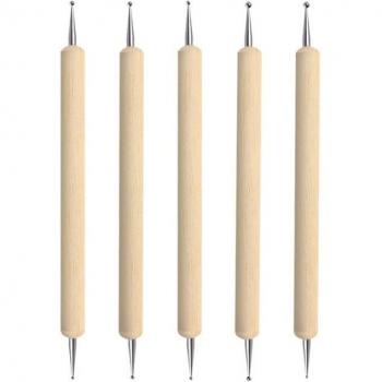 5 Pcs Nail Art Dotting Pen Set with Wooden Handles