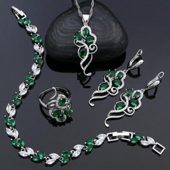 Piedra Verde Plateada 925 Mujer
