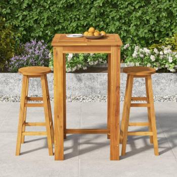3 Piece Acacia Wood Garden Bar Set vidaXL