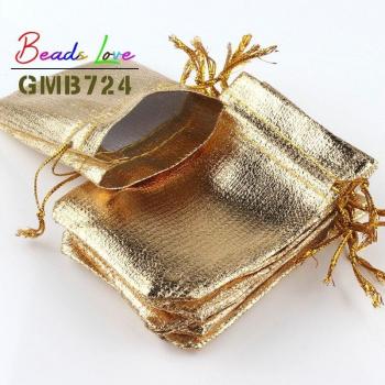 50Pcs Gold Velvet Drawstring Bags for Jewelry Packaging