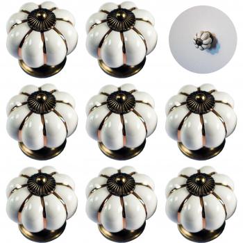 Kurtzy Vintage Schrankgriffe Weiß-Gold - 8er-Pack