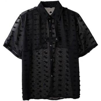 Japanese Vintage Style Chiffon Polka Dot Short Sleeve Shirt