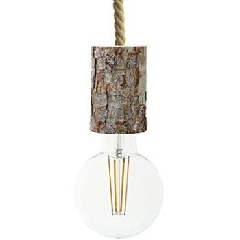 Creative Cables Lampe suspendue Italie – câble nautique XL, ampoule bois d’arbre
