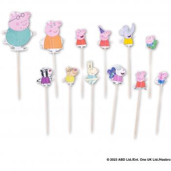 Piques festives en bois ornées de personnages Peppa Pig de Dr. Oetker