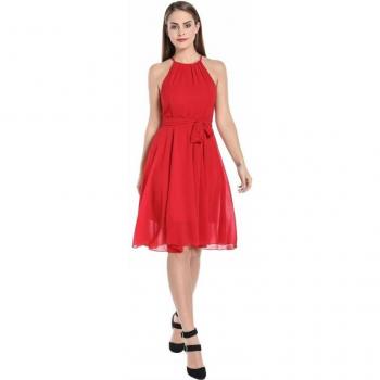 Chifón femenino midi sin mangas, estilo verano y retro