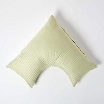Homescapes Sage Green Egyptian Cotton Super Soft V Shaped Pillowcase 330 Thread Count