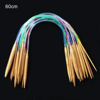 Juego de agujas de coser circulares de bambú, 40-120 cm, n. ° 105