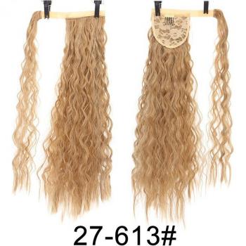 Extensión de Cabello Rizado Sintético Negra - Coleta de 55cm para Mujer