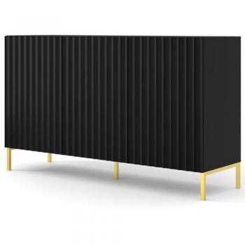 Lara Bureau Petit 150 cm Noir avec Pieds Dorés
