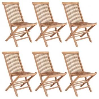 Lot de 6 Chaises de Jardin en Teck Naturel - Horizon