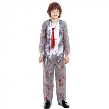 Disfraz de Zombie Estudiantil Gris para niño