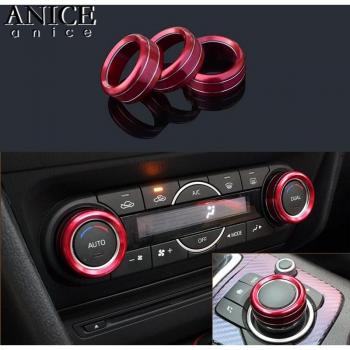 3PC Alloy AC Adjustment Button Rings for Mazda3 Mazda6 CX-5 CX-9 CX-8