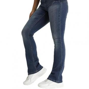Jeans da donna Bootcut Slim Fit Cream Amalie a vita regolare in denim blu medio