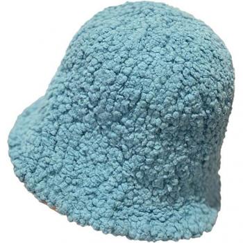 Women’s Autum/Winter Off-White Felt Lamb Wool Bucket Hat with Fur Detail