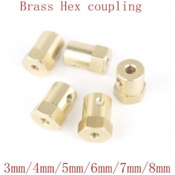 5pcs Hexagonal Brass Coupling 18mm for 3mm to 8mm Shafts