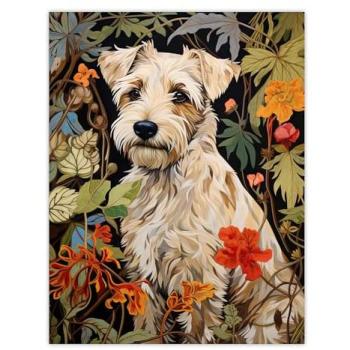 Elegant Flowered Border Terrier Poster