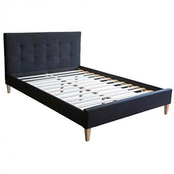 Lit Double Matelas Rembourré Noir 140x200