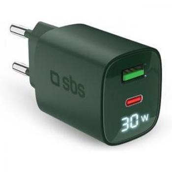 Caricatore USB-C 30W + USB-A 18W – Modello Tetrgan LCD – Verde