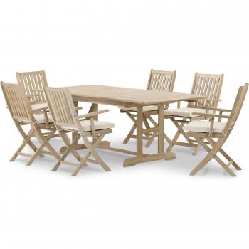 Table extensible Defora Home 150/210 cm avec 6 chaises et coussins