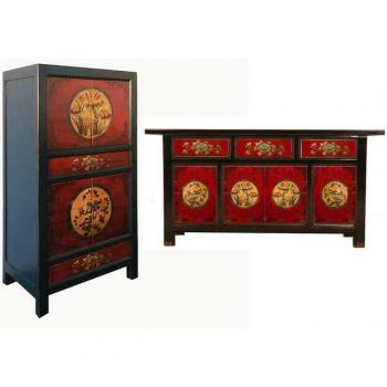 Mobili Esclusivi in Stile Asiatico: Set con Credenza & Armadio