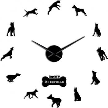 Doberman Pinscher 3D Silent Quartz Wall Clock