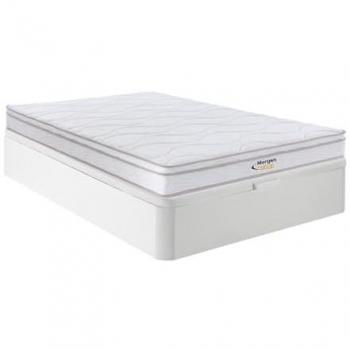 Conjunto somier arcón blanco + colchón de muelles de 3 zonas y espuma viscoelástica de 20 cm - wolkentanz de morgengold