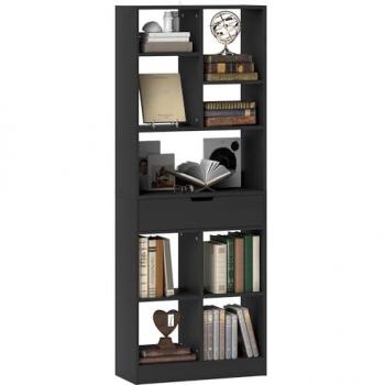 Estantería para libros homcom mdf negro 60x26x158 cm 836-546v80bk