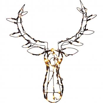 Battery-Operated LED Christmas Stag Head with Timer