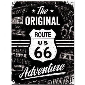 Retro‑Kunst Magnet – 6 × 8 cm – Highway 66 – Die echte Abenteuerreise