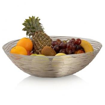 Obstschale Metall rund Silber