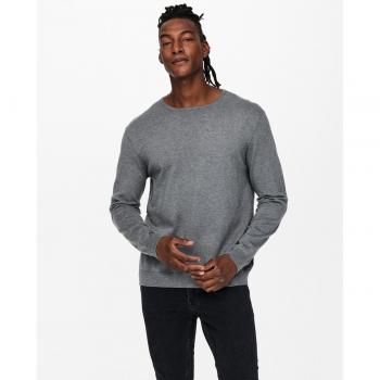 Jersey Wyler Cuello Redondo Gris - ONLY & SONS