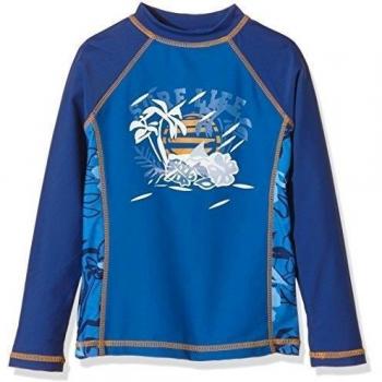 Camisa de Playa Niños Aquatinto Palmen-Print UV +50, color azul, talla 110