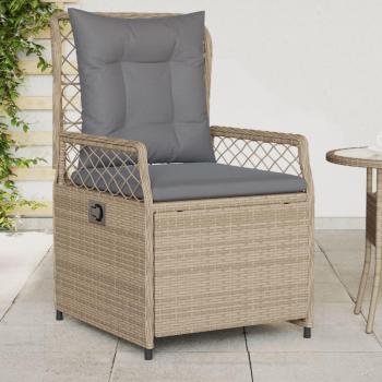 VIDAXL Sedie da Giardino Reclinabili 2 pz Beige Polyrattan
