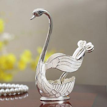 7-Piece Metal Swan Coffee Spoon and Cake Fork Set
