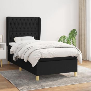 Estructura de cama de muelles con colchón negro 100x200 cm