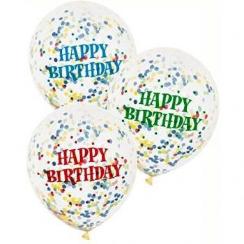 Set 6 Palloncini In Lattice Trasparenti Happy Birthday 30 cm
