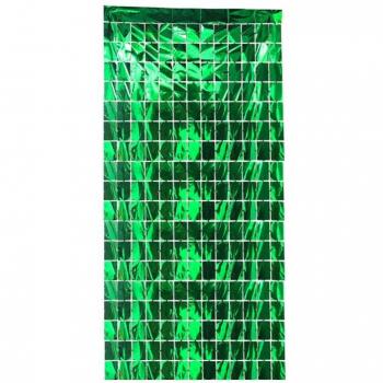 2Pack Foil Curtains Metallic Fringe Green Shimmer Curtains