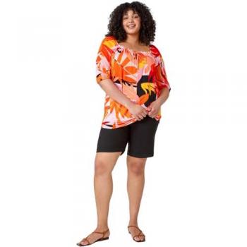 Roman Curve Plus Size Floral Stretch Top