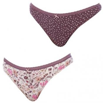 Two-Pack Women's Cotton Thongs in Violet, L/XL