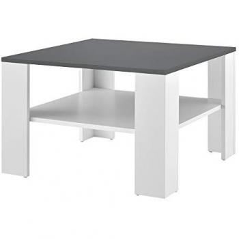Tavolino da Salotto con Ripiano 60 x 60 40 cm - Bianco / Grigio
