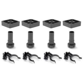 Emuca Pieds Vérins Carré – 100 mm (Réglable 98-140 mm) – Noir