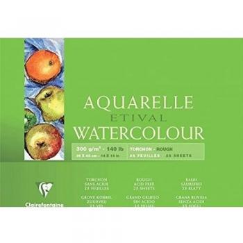 Clairefontaine Étival Aquarelle 25 feuilles – Bloc 36x48 cm, 300 g/m², Blanc